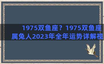 1975双鱼座？1975双鱼座属兔人2023年全年运势详解视频