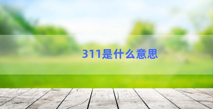 311是什么意思