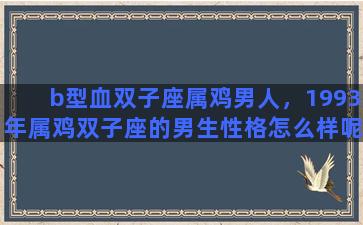 b型血双子座属鸡男人，1993年属鸡双子座的男生性格怎么样呢喜欢什么样的女生