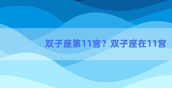 双子座第11宫？双子座在11宫