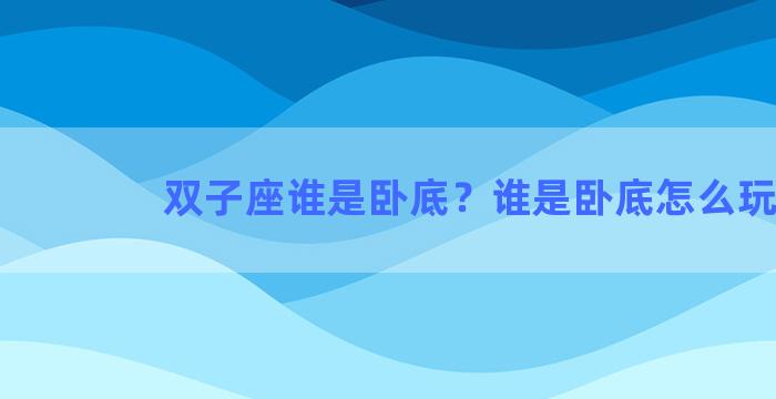 双子座谁是卧底？谁是卧底怎么玩