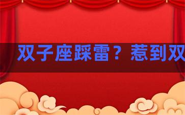 双子座踩雷？惹到双子座