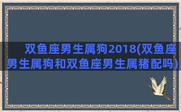 双鱼座男生属狗2018(双鱼座男生属狗和双鱼座男生属猪配吗)