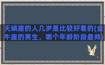 天蝎座的人几岁是比较好看的(金牛座的男生，哪个年龄阶段最帅)