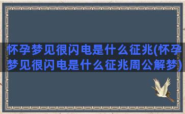 怀孕梦见很闪电是什么征兆(怀孕梦见很闪电是什么征兆周公解梦)